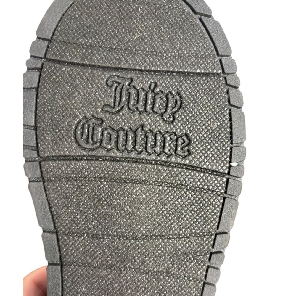 NWT Juicy Couture Black Faux‎ Fur Boots Rhinestone Bow Glitter Logo Kid's Size 1 - Picture 6 of 9